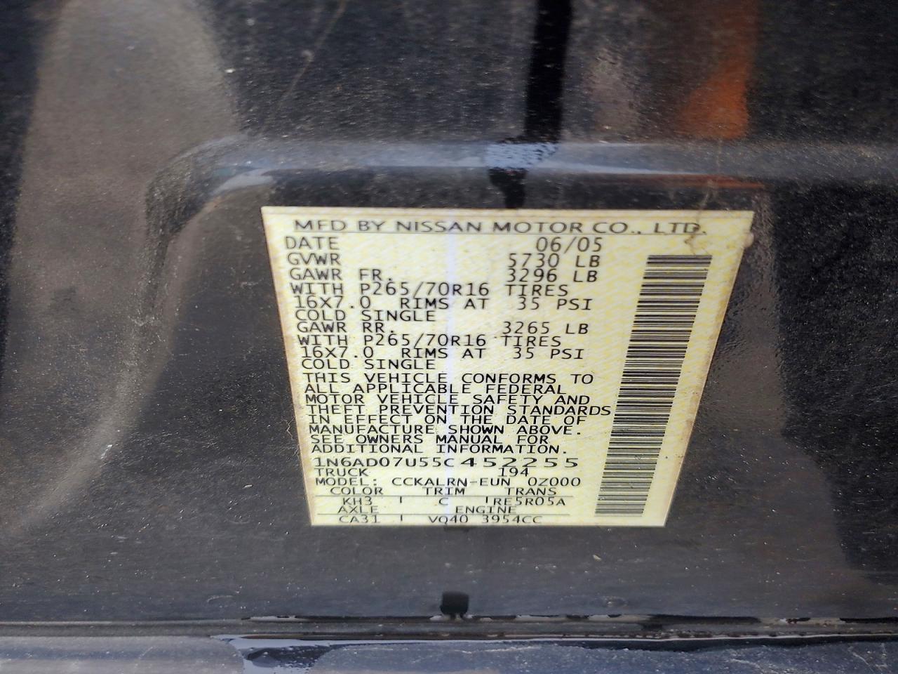 2005 NISSAN FRONTIER SE photo 23