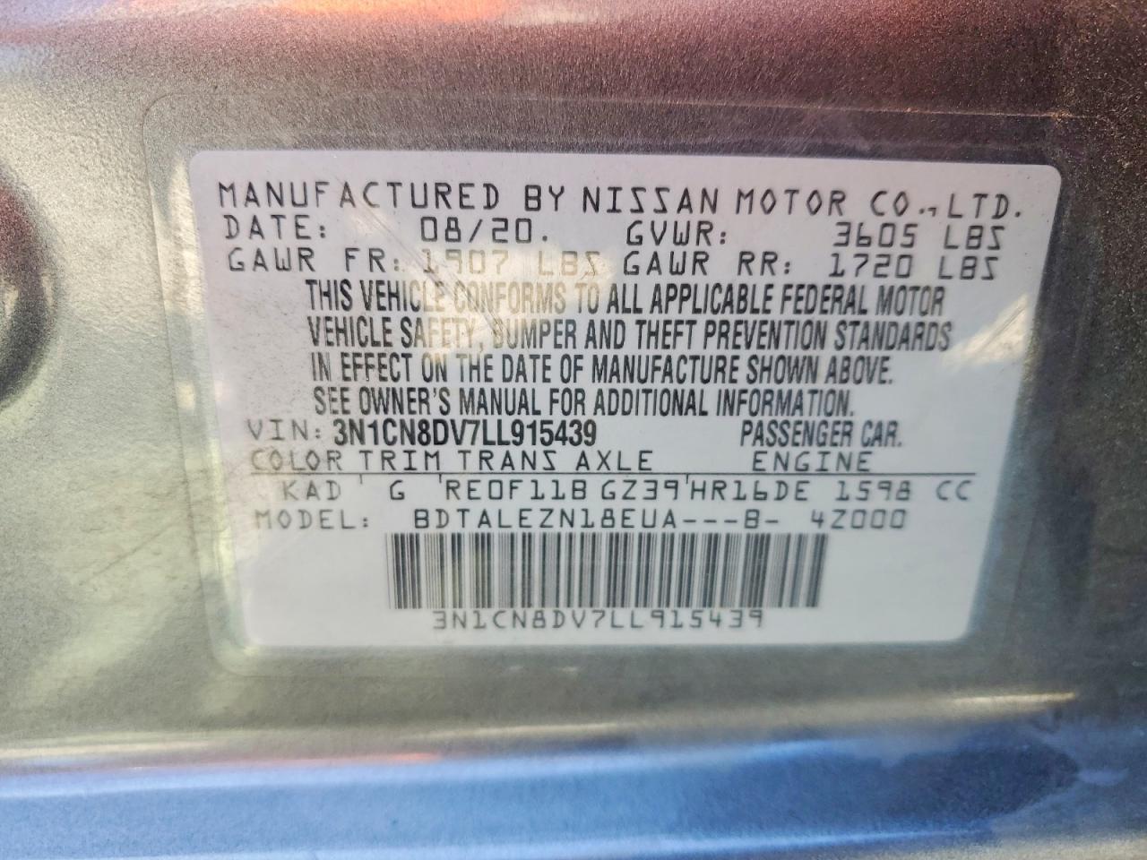 2020 NISSAN VERSA S photo 23