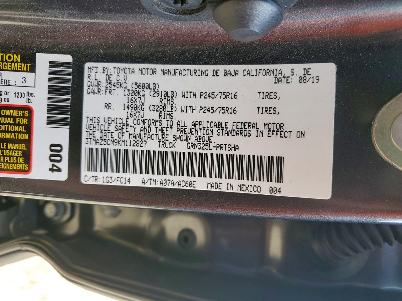 2019 TOYOTA TACOMA SR5 V6 photo 34