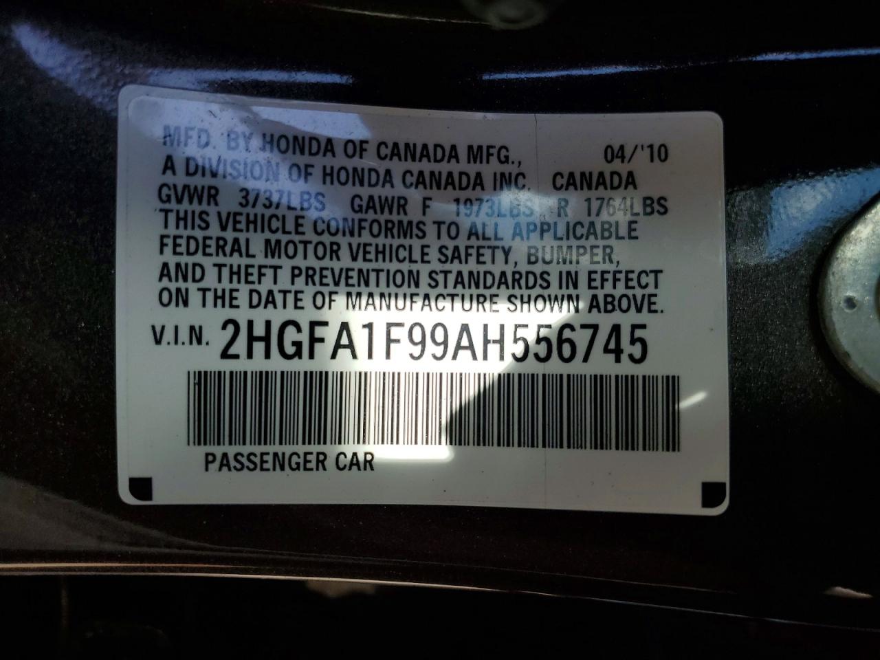 2010 HONDA CIVIC EXL photo 12