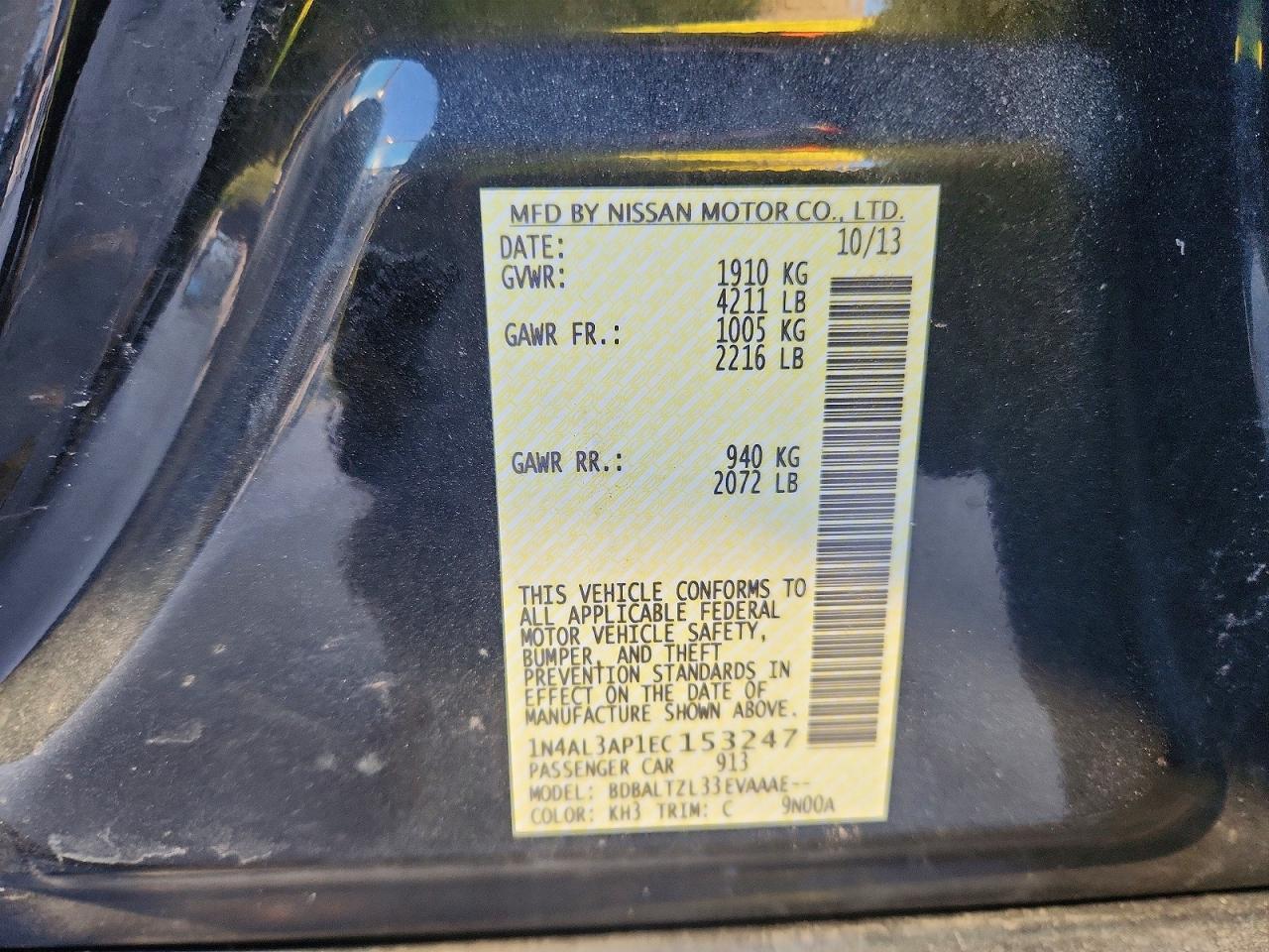 2014 NISSAN ALTIMA 2.5 SV photo 12