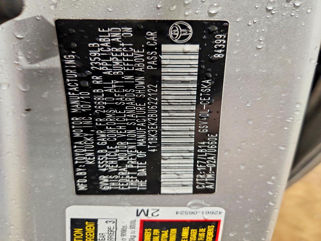 2011 TOYOTA CAMRY SE V6 photo 13