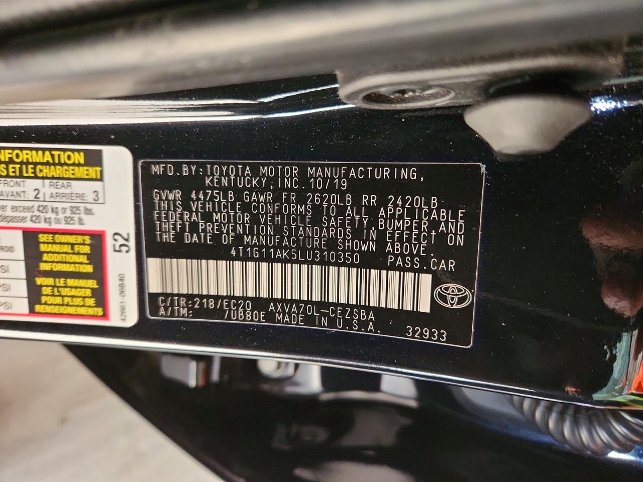 2020 TOYOTA CAMRY photo 34