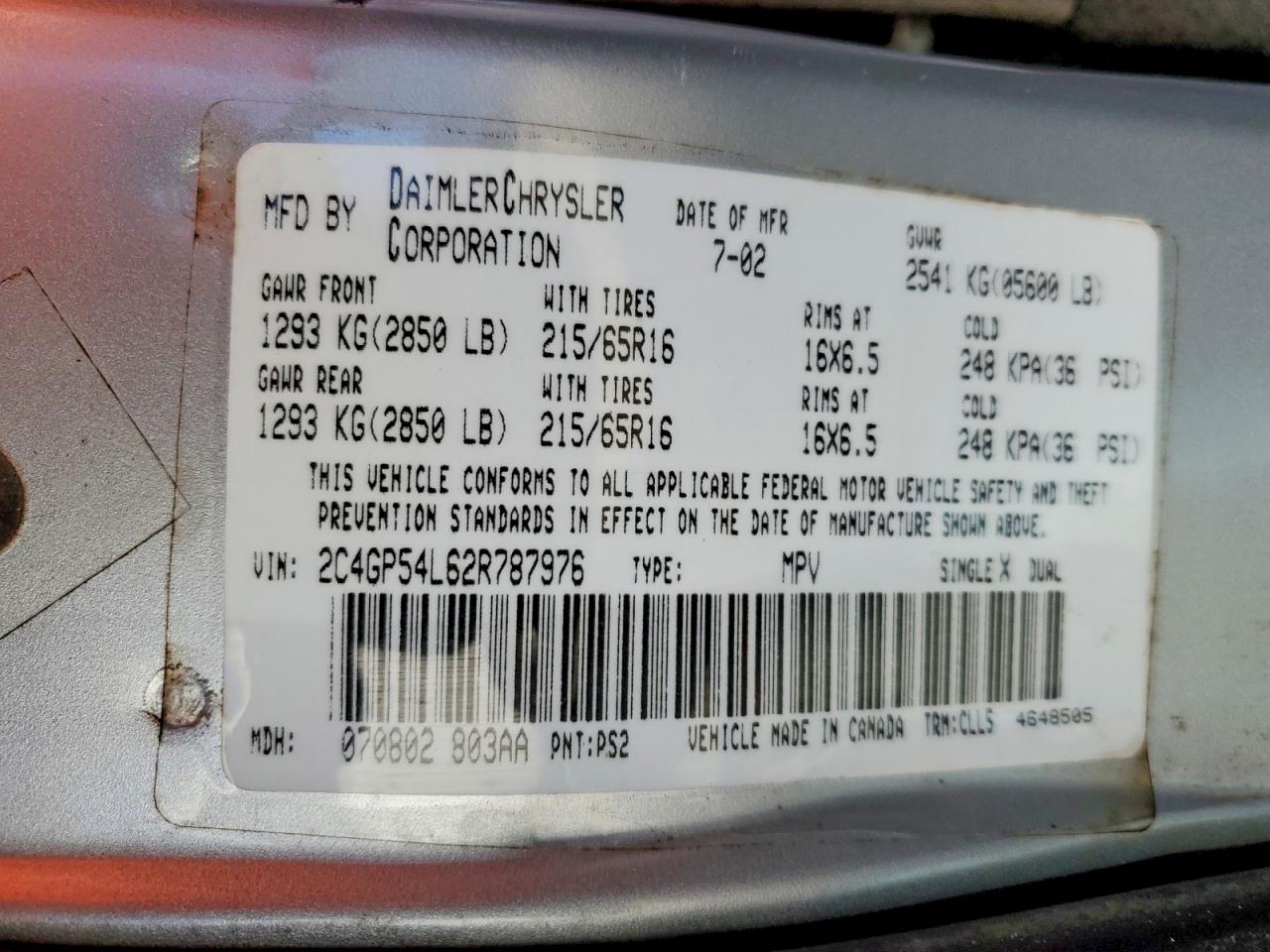 2002 CHRYSLER TOWN & COUNTRY LXI photo 14