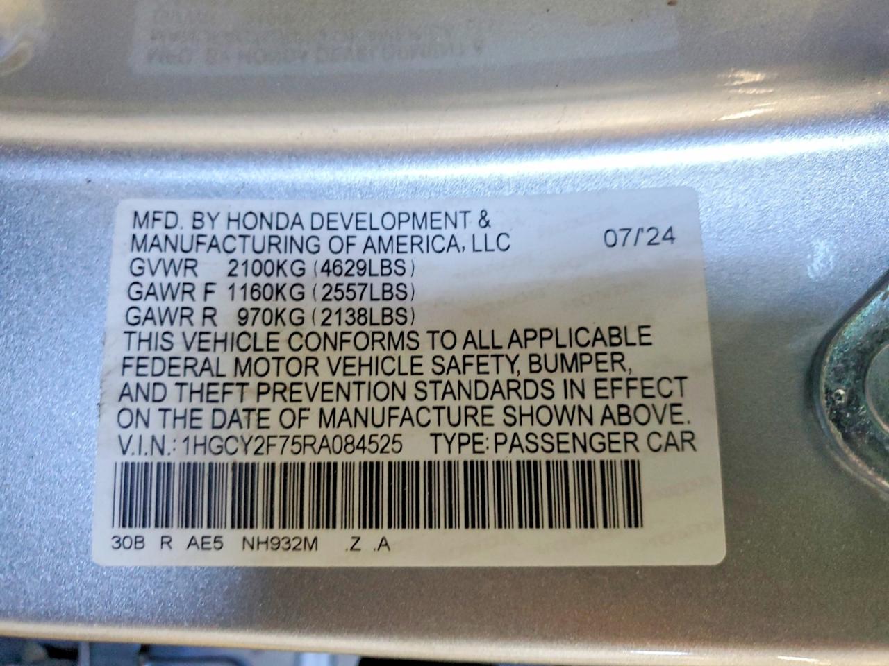 2024 HONDA ACCORD photo 23