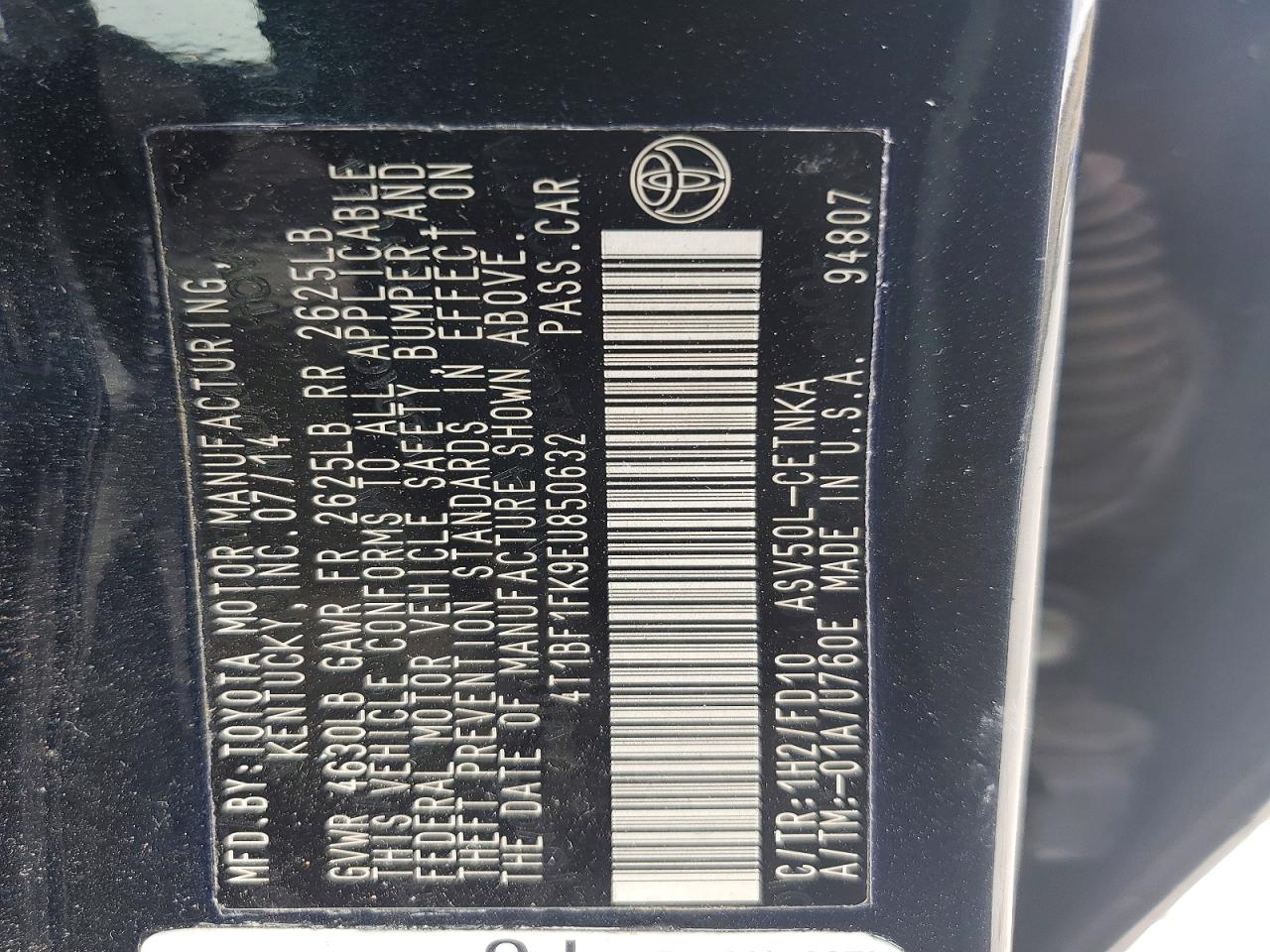 2014 TOYOTA CAMRY LE photo 12