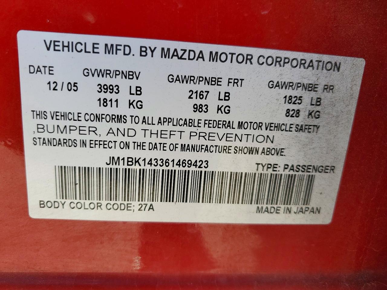 2006 MAZDA 3 HATCHBACK photo 12