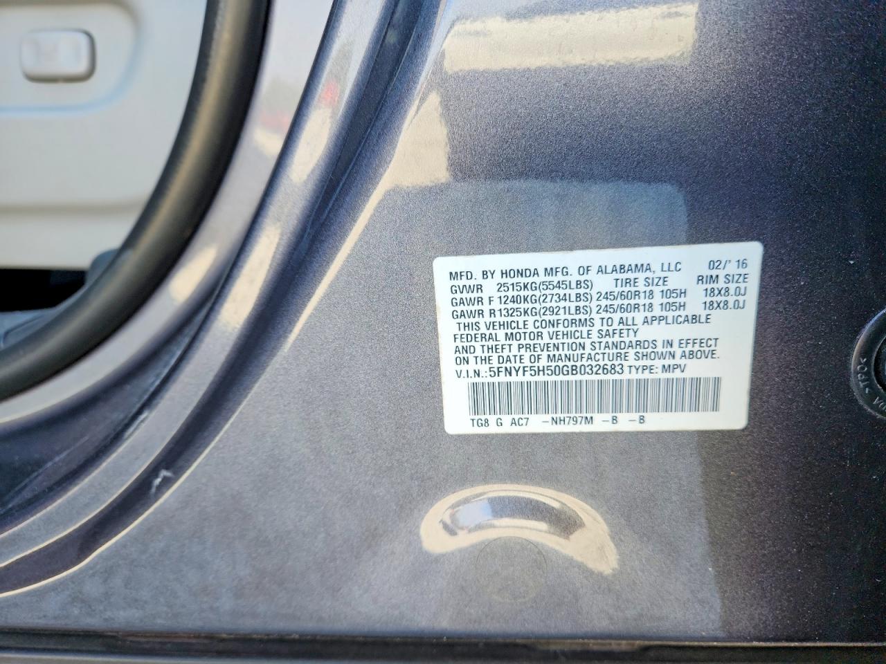 2016 HONDA PILOT EXL photo 13