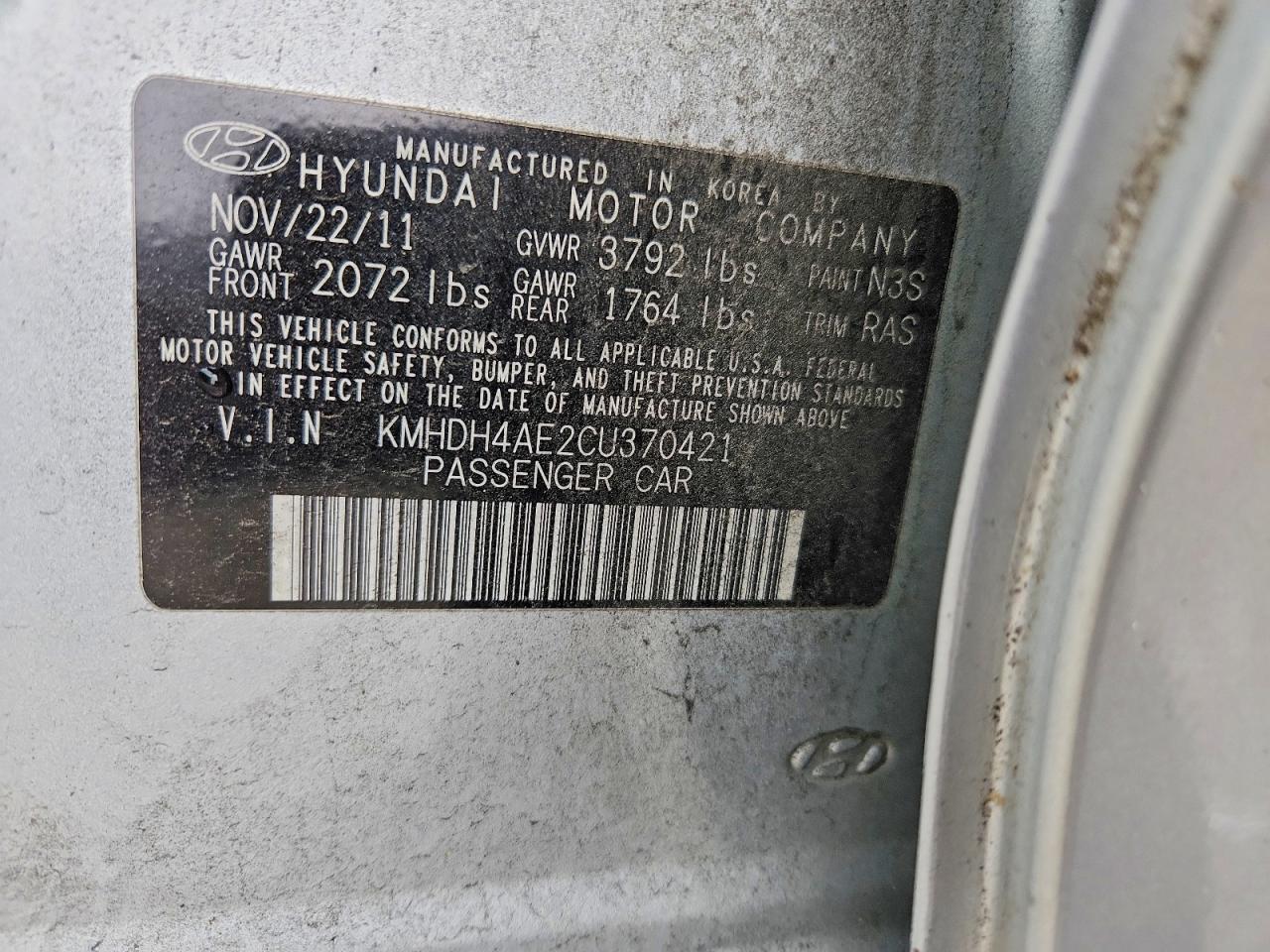 2012 HYUNDAI ELANTRA GLS photo 23