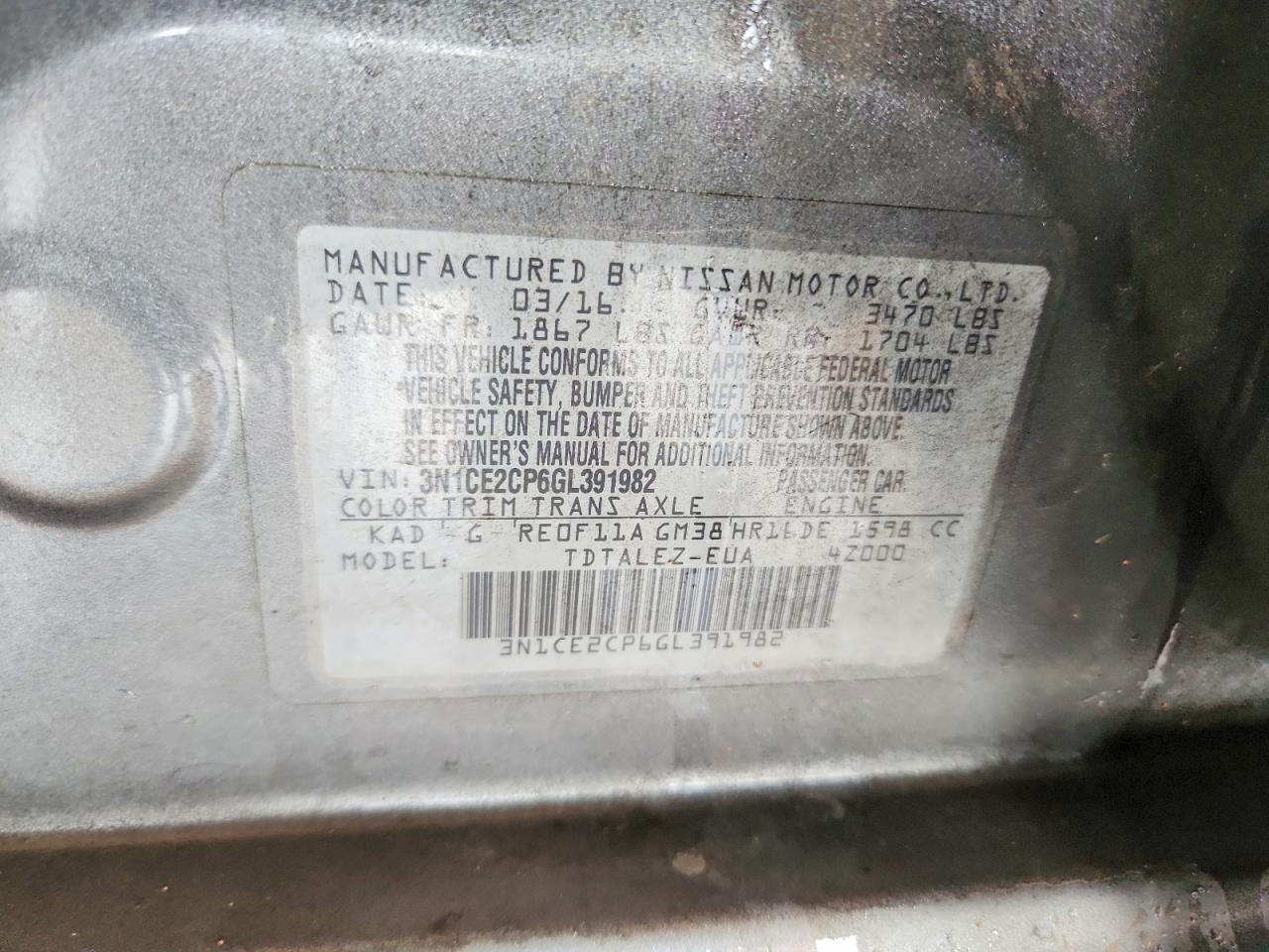 2016 NISSAN VERSA NOTE SL photo 12