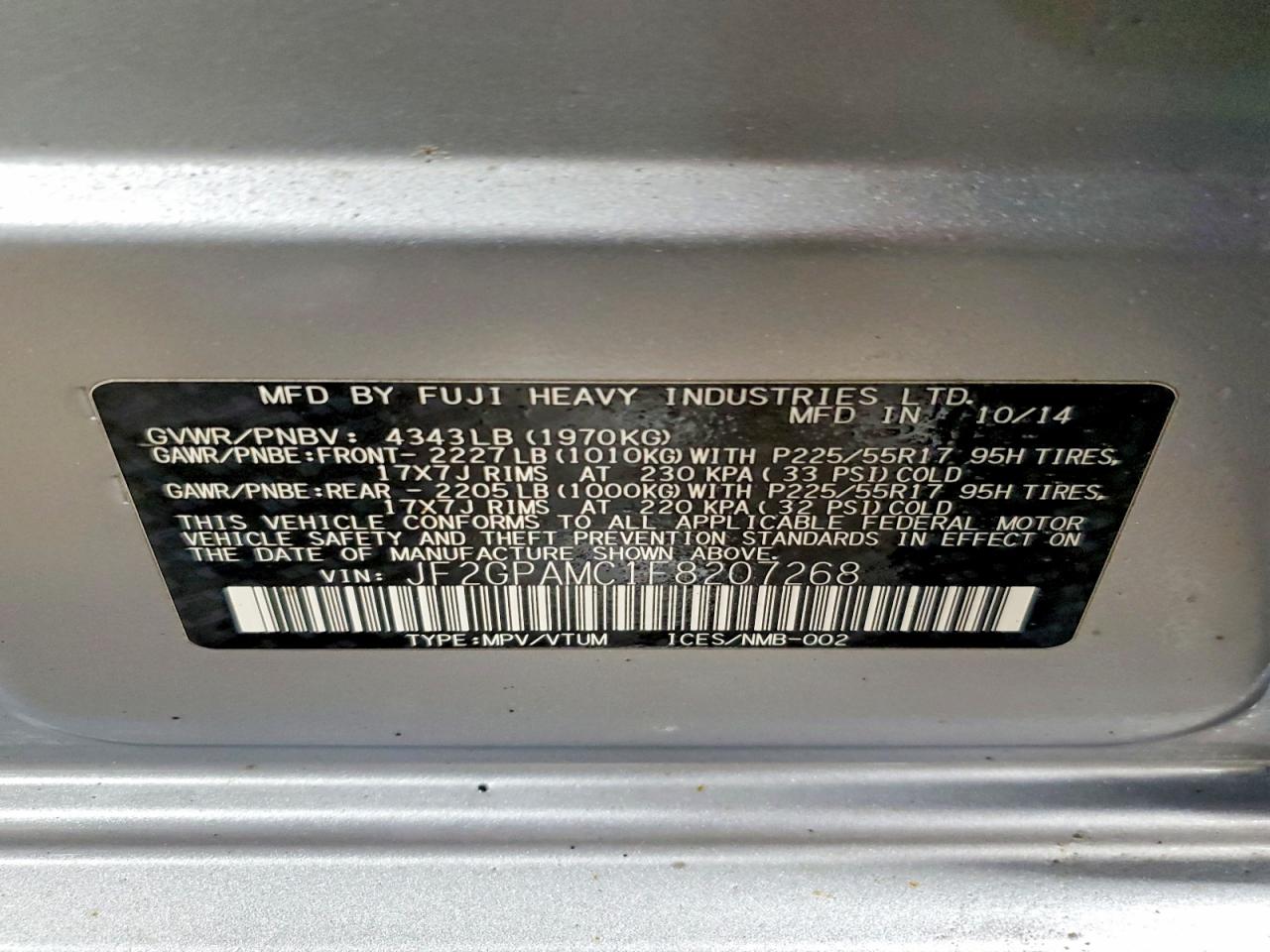 2015 SUBARU XV CROSSTREK 2.0 LIMITED photo 12