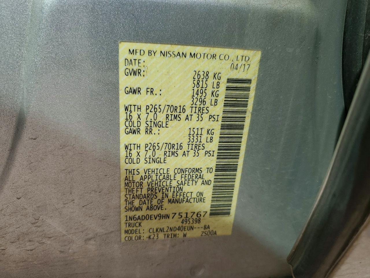 2017 NISSAN FRONTIER SV photo 25