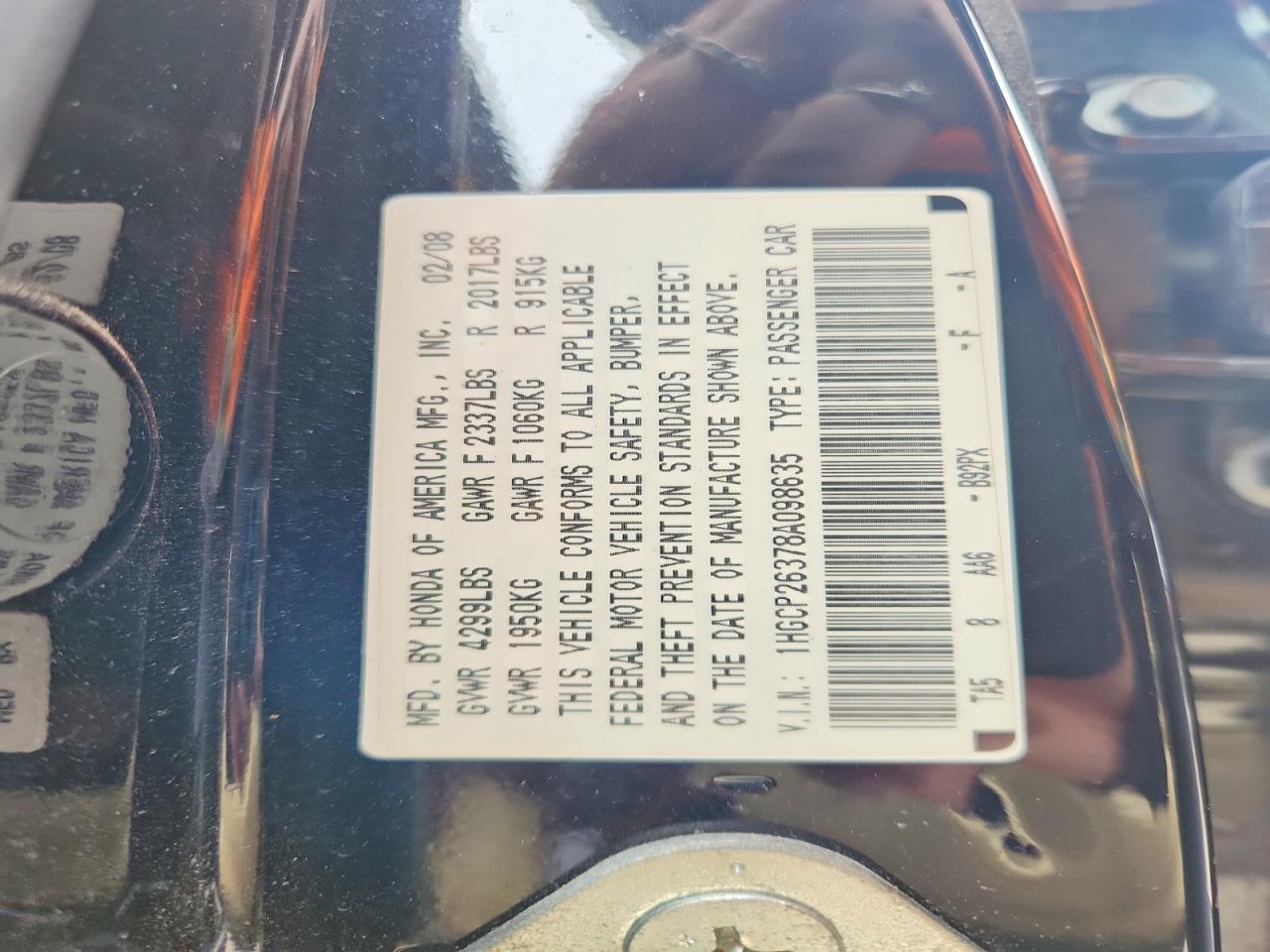 2008 HONDA ACCORD LX photo 37