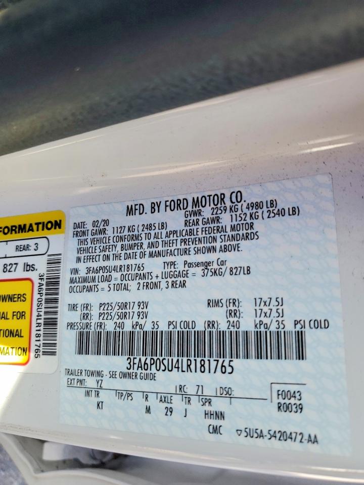 2020 FORD FUSION TITANIUM photo 12