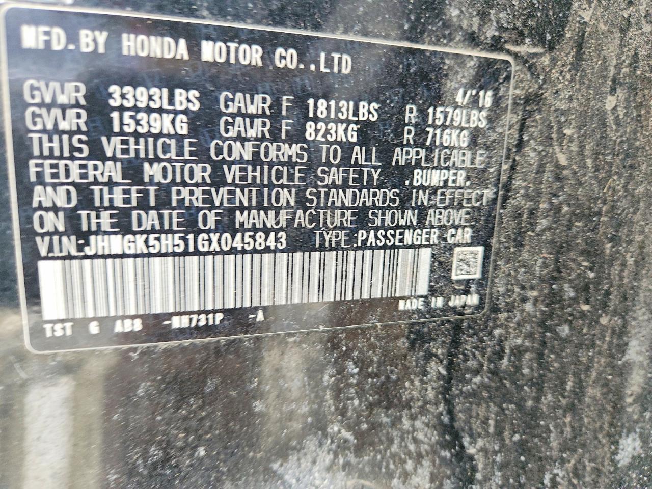 2016 HONDA FIT photo 12