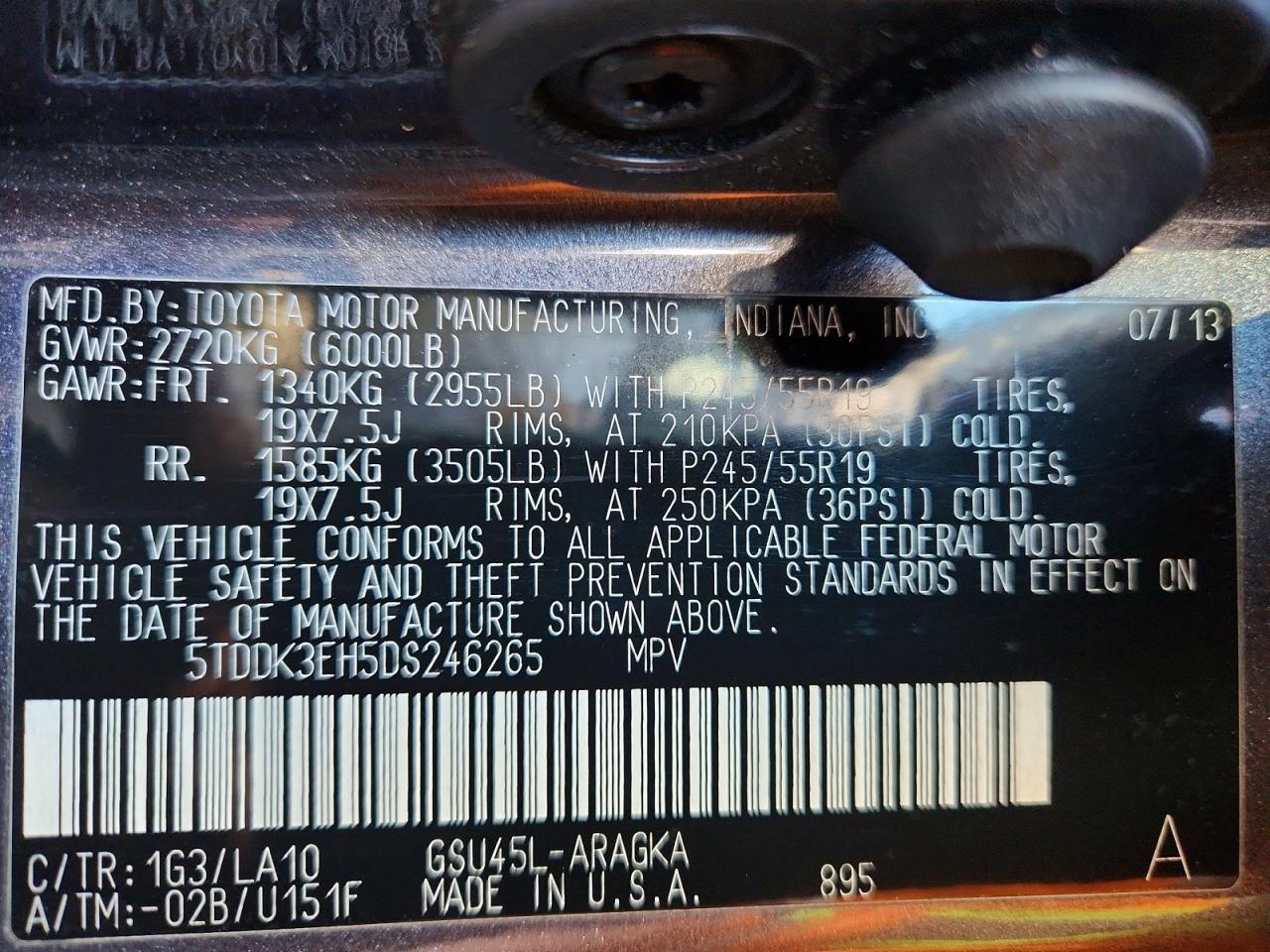 2013 TOYOTA HIGHLANDER LIMITED photo 13