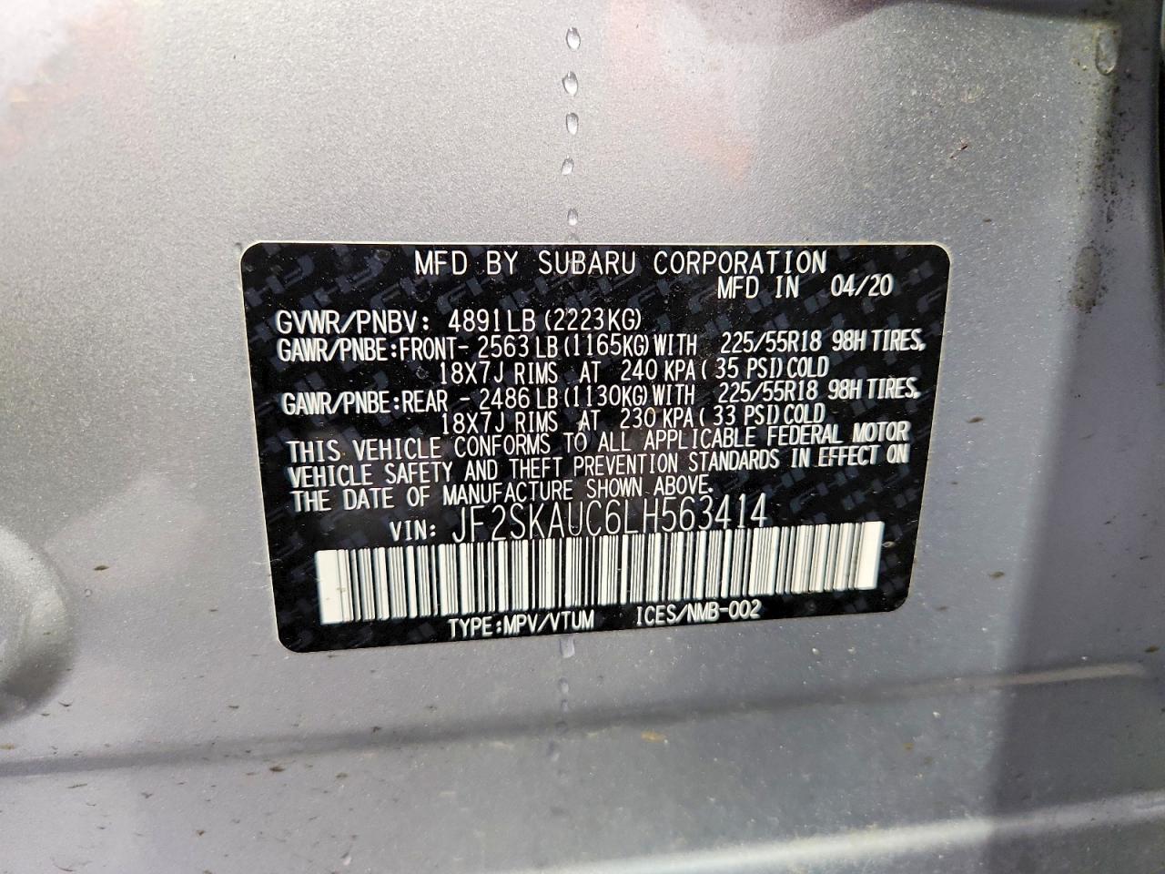 2020 SUBARU FORESTER LIMITED photo 53