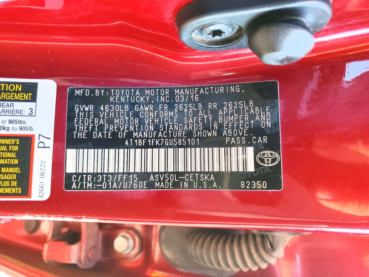 2016 TOYOTA CAMRY SE photo 23