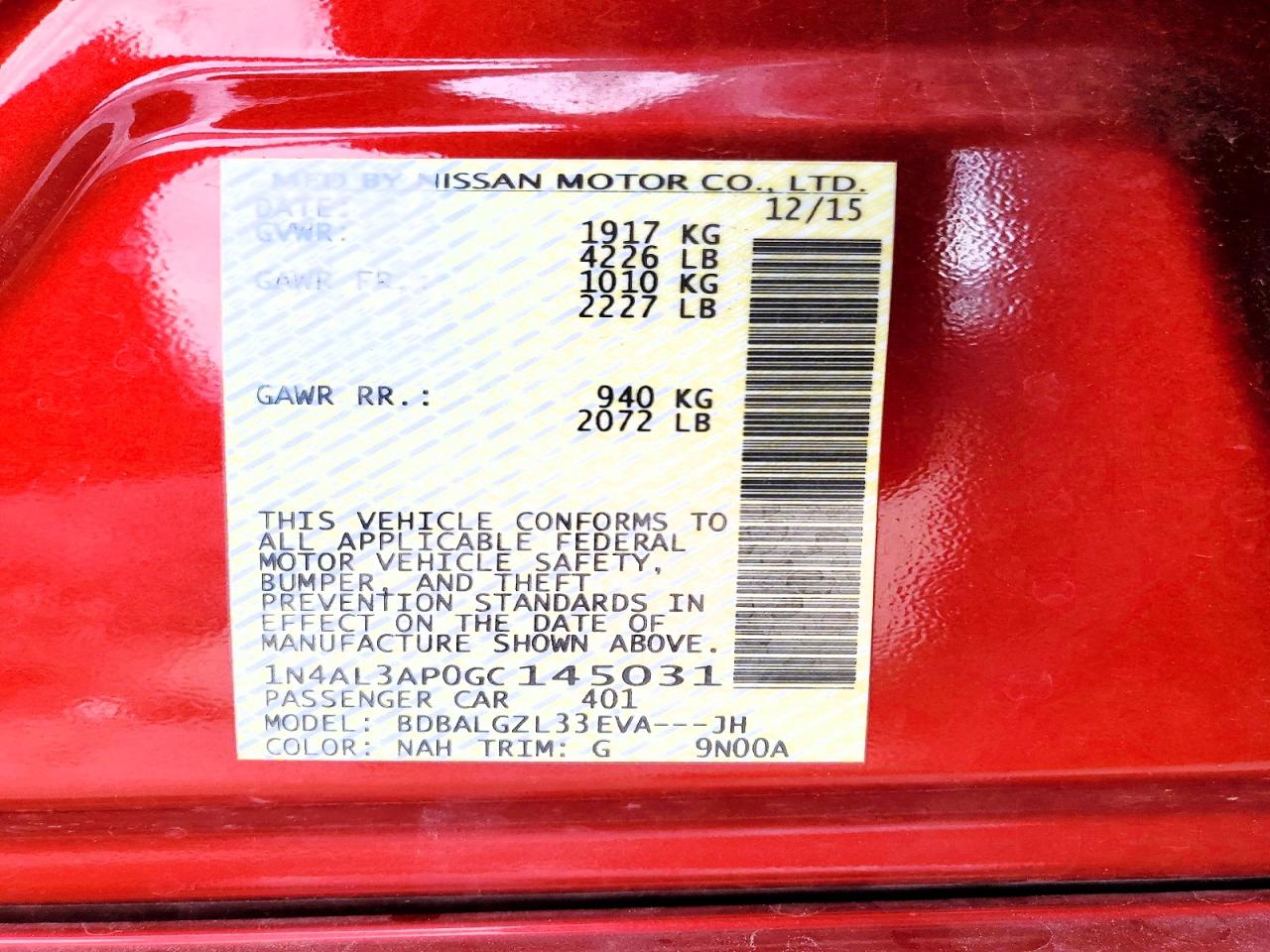 2016 NISSAN ALTIMA 2.5 S photo 12