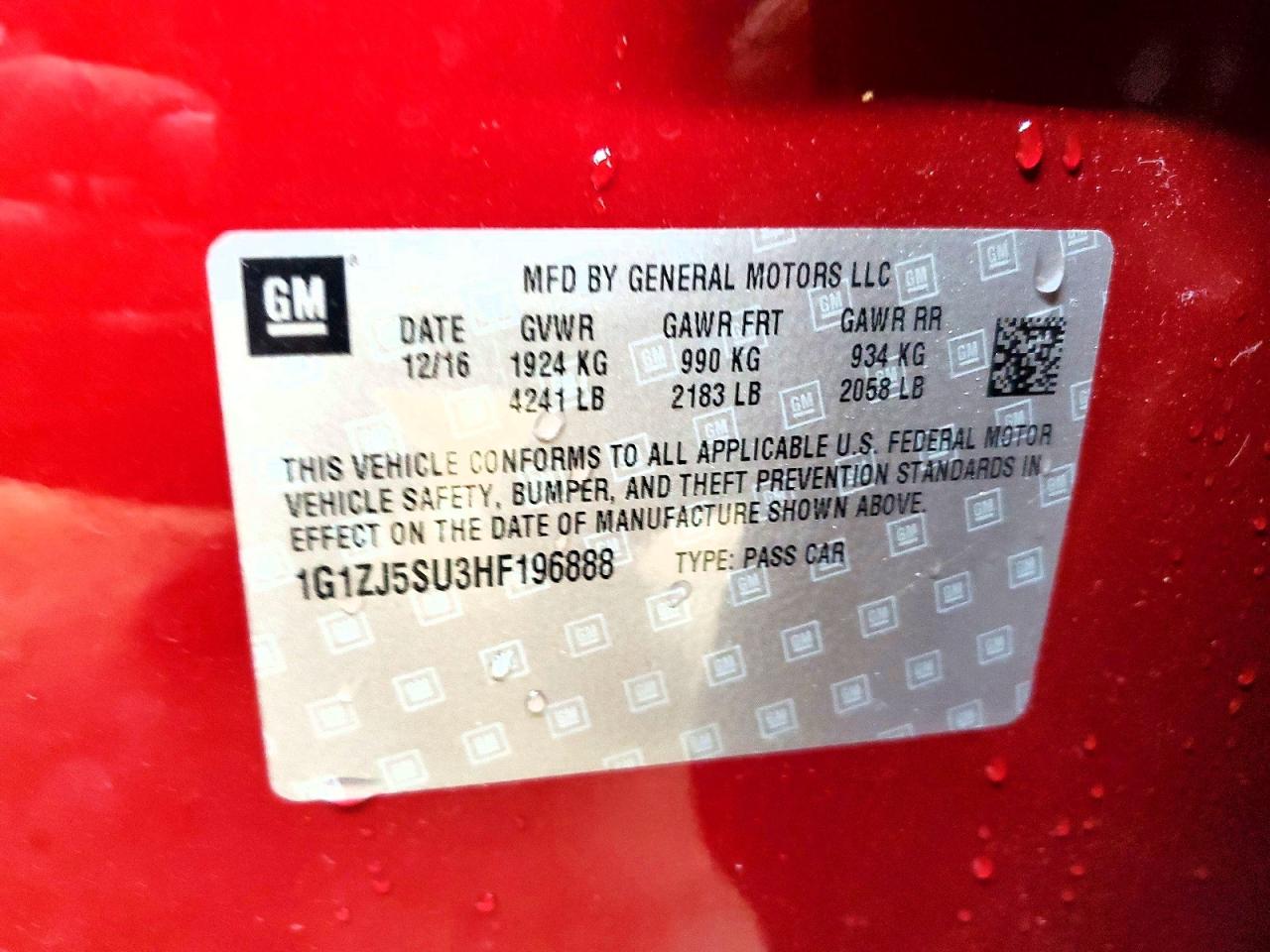 2017 CHEVROLET MALIBU HYBRID photo 12