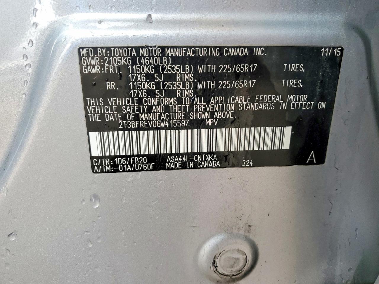 2016 TOYOTA RAV4 LE photo 12