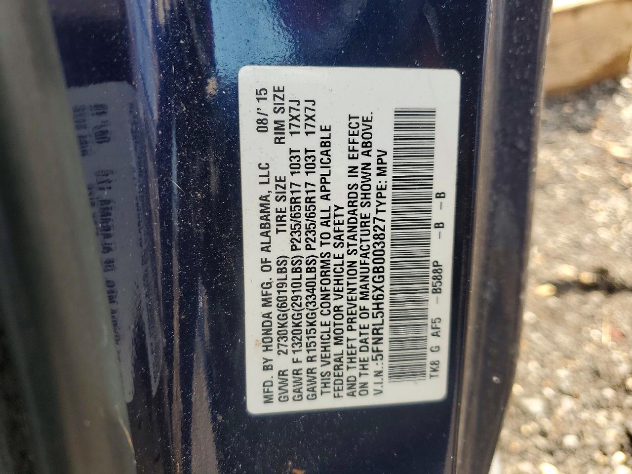 2016 HONDA ODYSSEY EXL photo 27