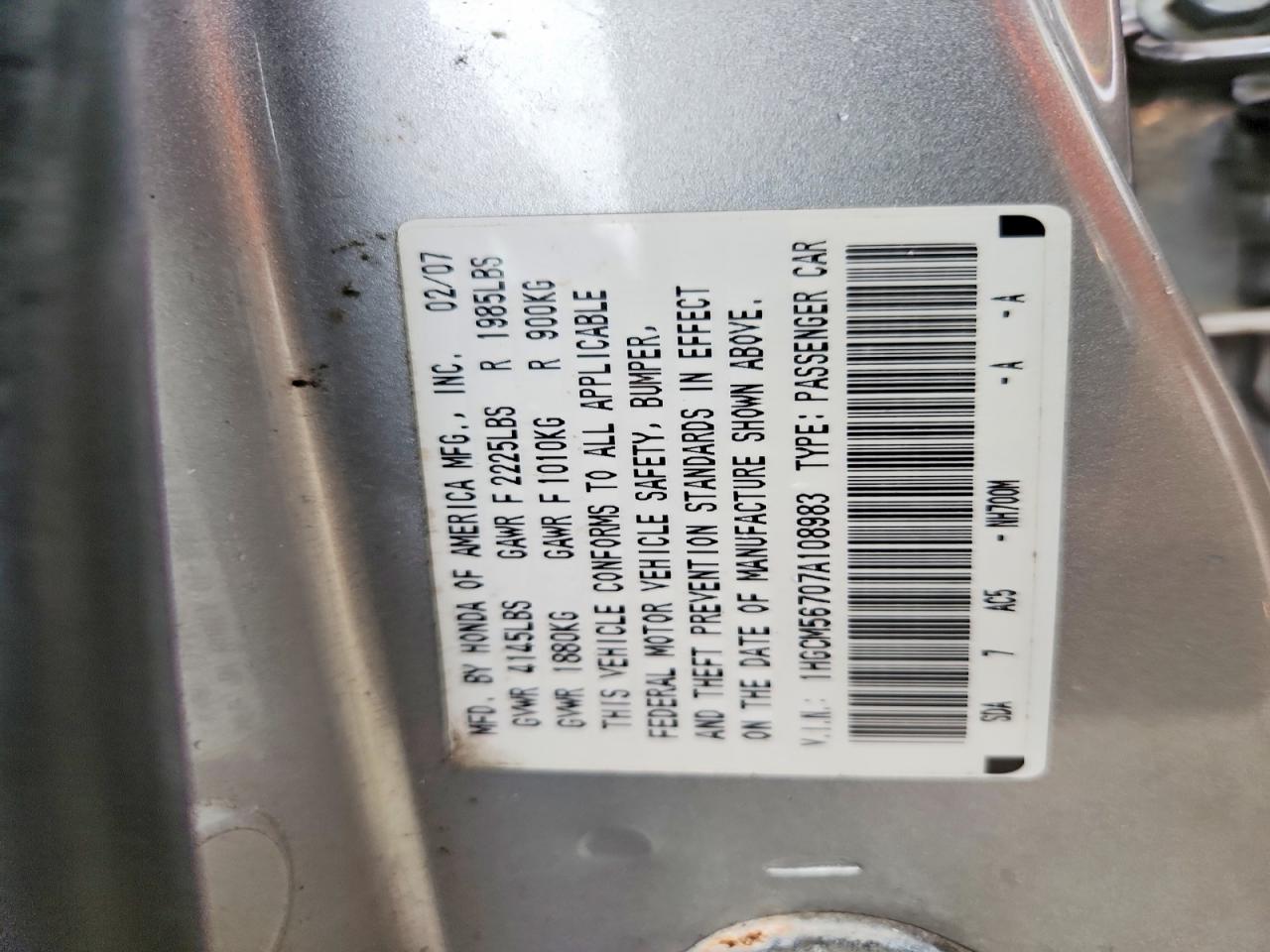 2007 HONDA ACCORD EX photo 34