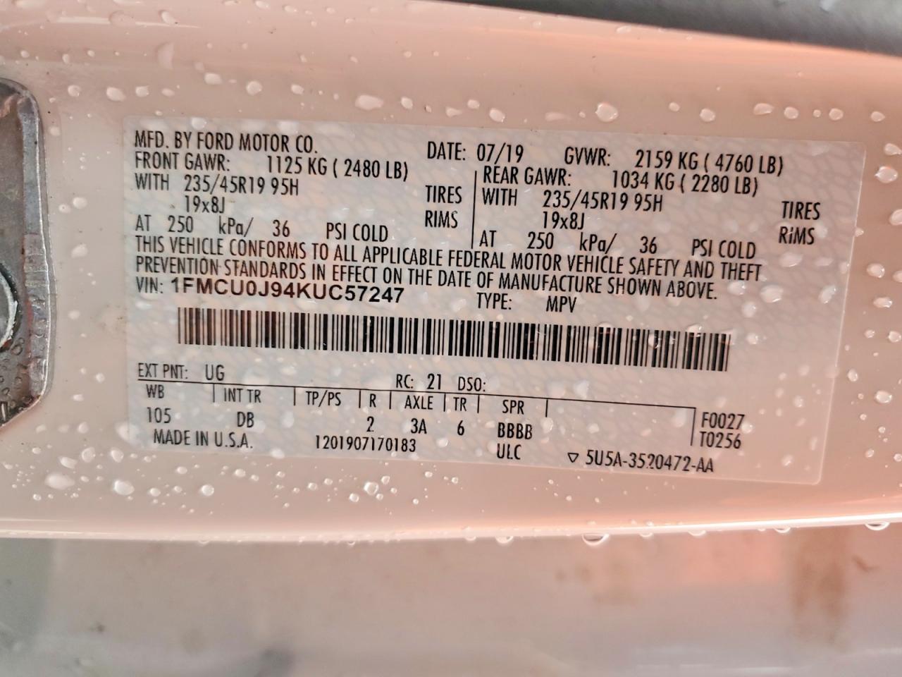 2019 FORD ESCAPE TITANIUM photo 13