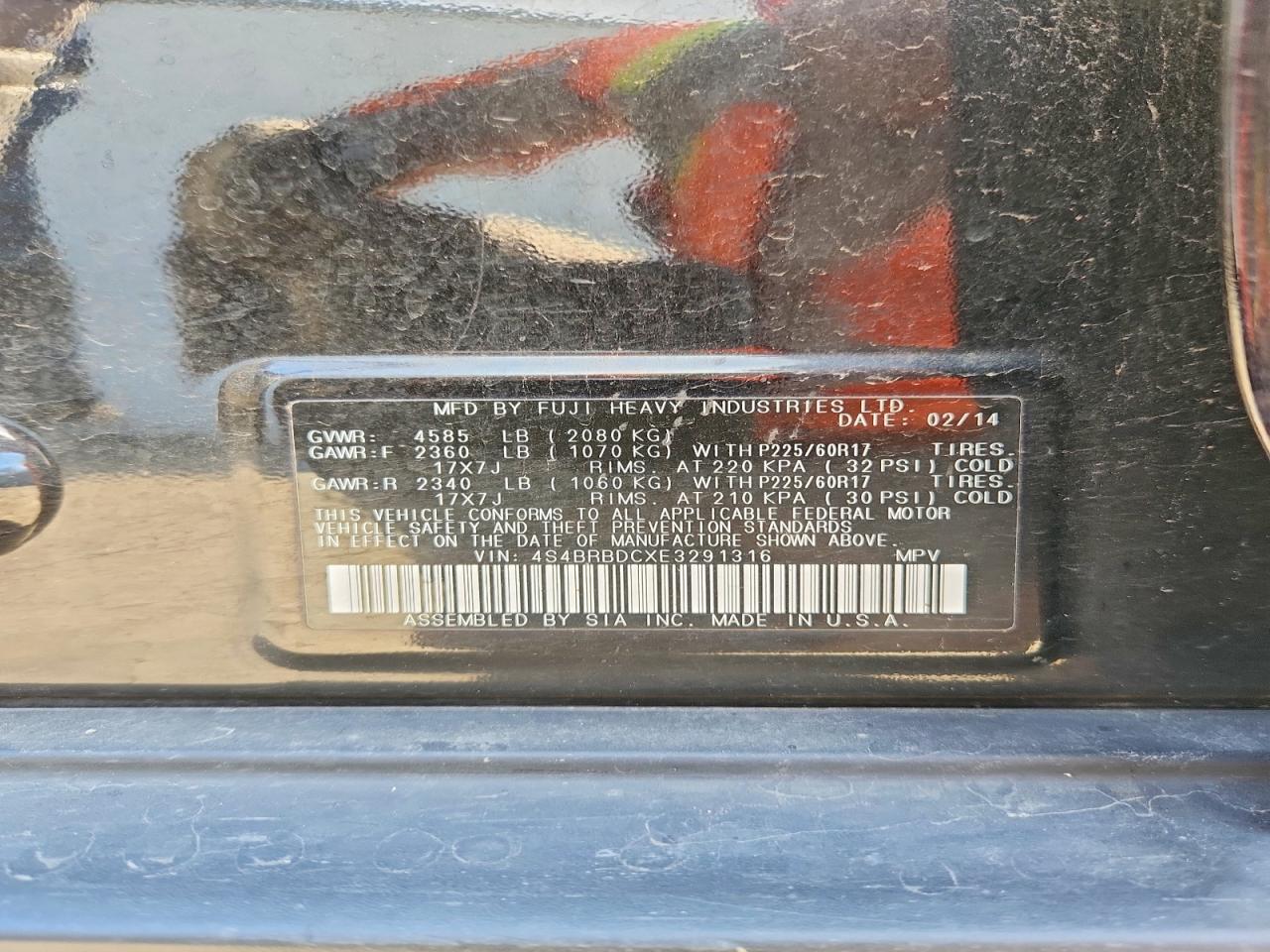 2014 SUBARU OUTBACK 2.5I PREMIUM photo 13