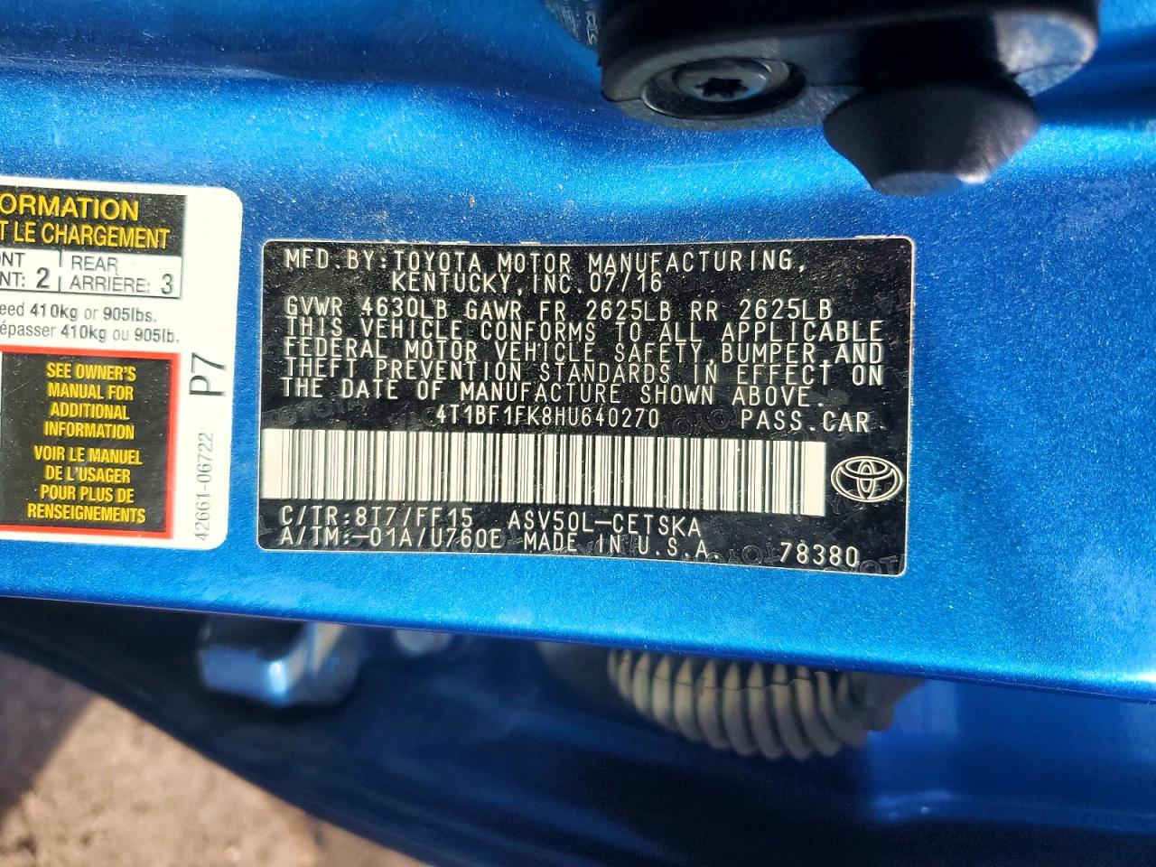 2017 TOYOTA CAMRY SE photo 34