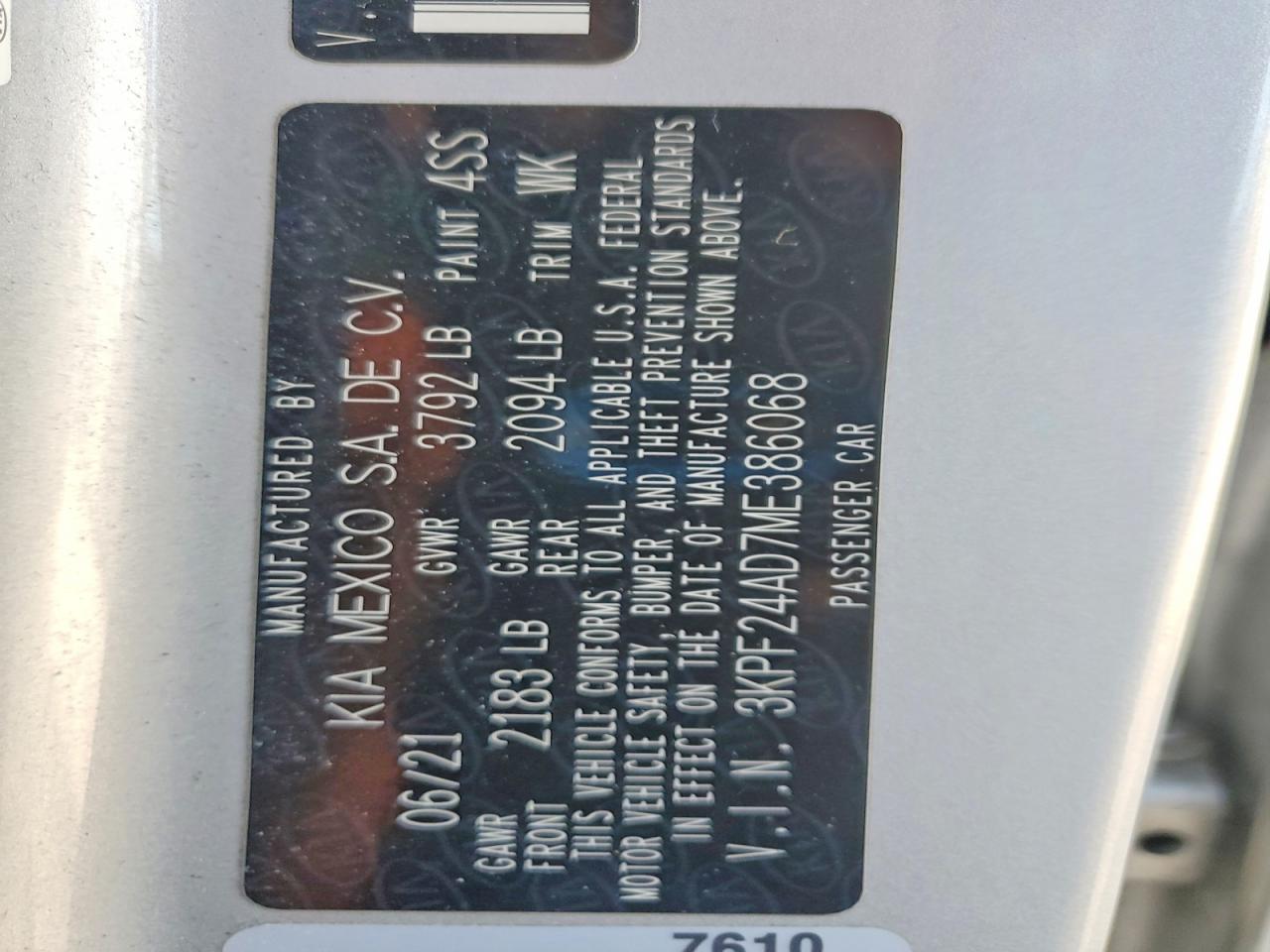 2021 KIA FORTE LXS photo 12