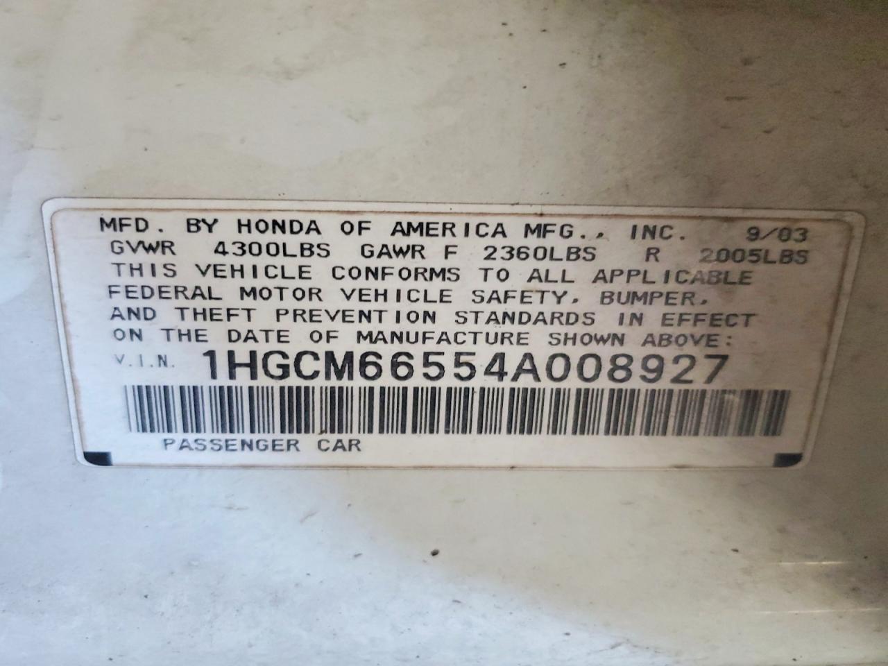 2004 HONDA ACCORD EX photo 23