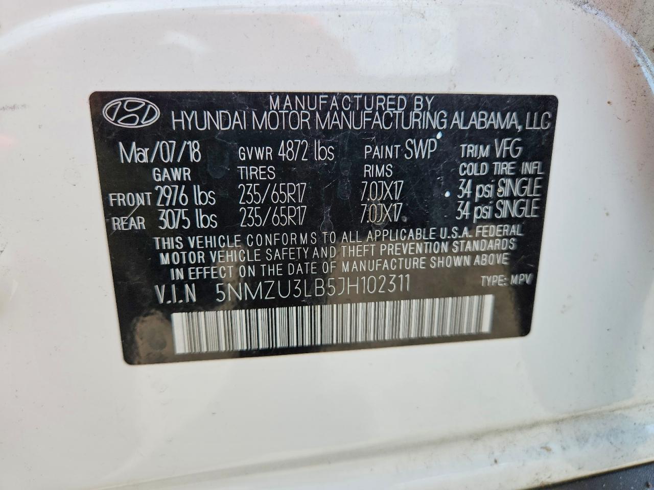 2018 HYUNDAI SANTA FE SPORT 2.4L photo 23