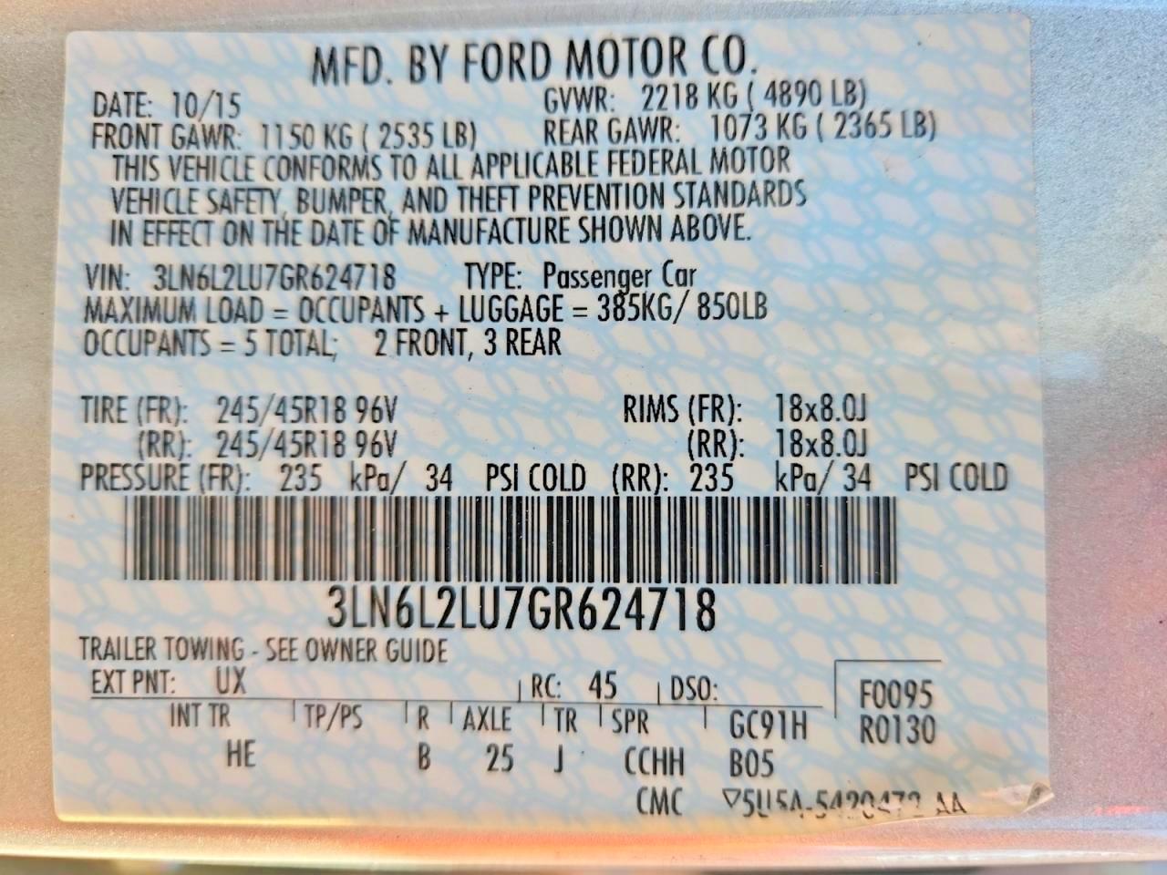 2016 LINCOLN MKZ HYBRID photo 25