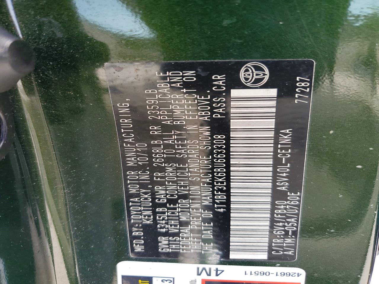 2011 TOYOTA CAMRY LE photo 34