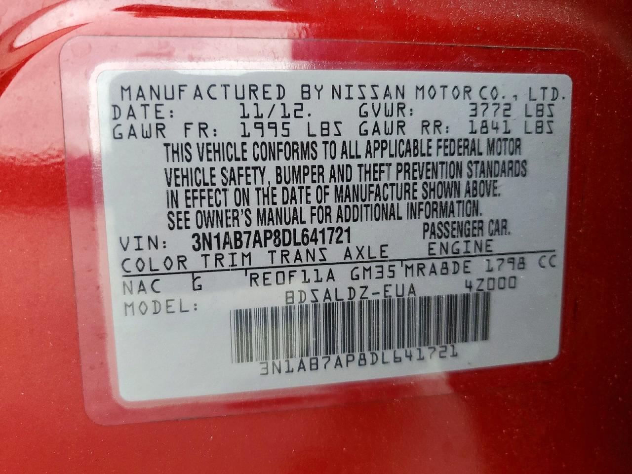 2013 NISSAN SENTRA S photo 13