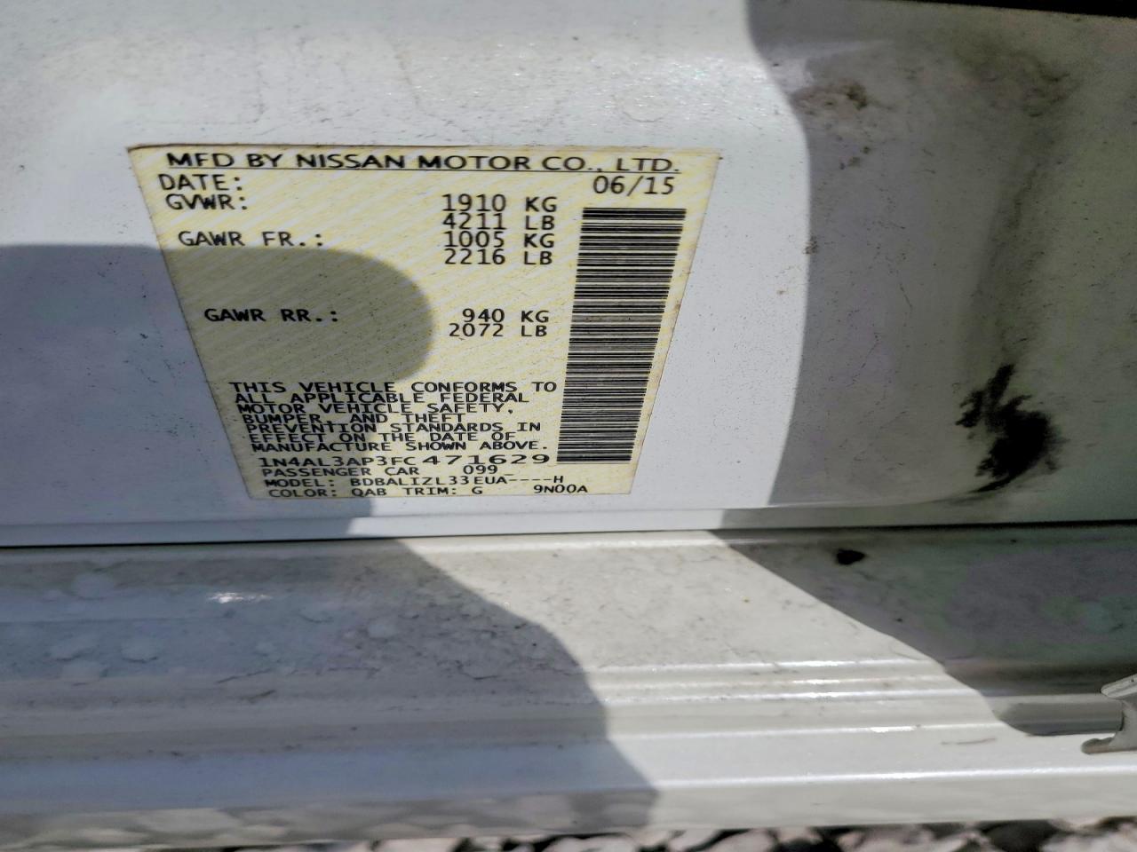 2015 NISSAN ALTIMA 2.5 SV photo 12