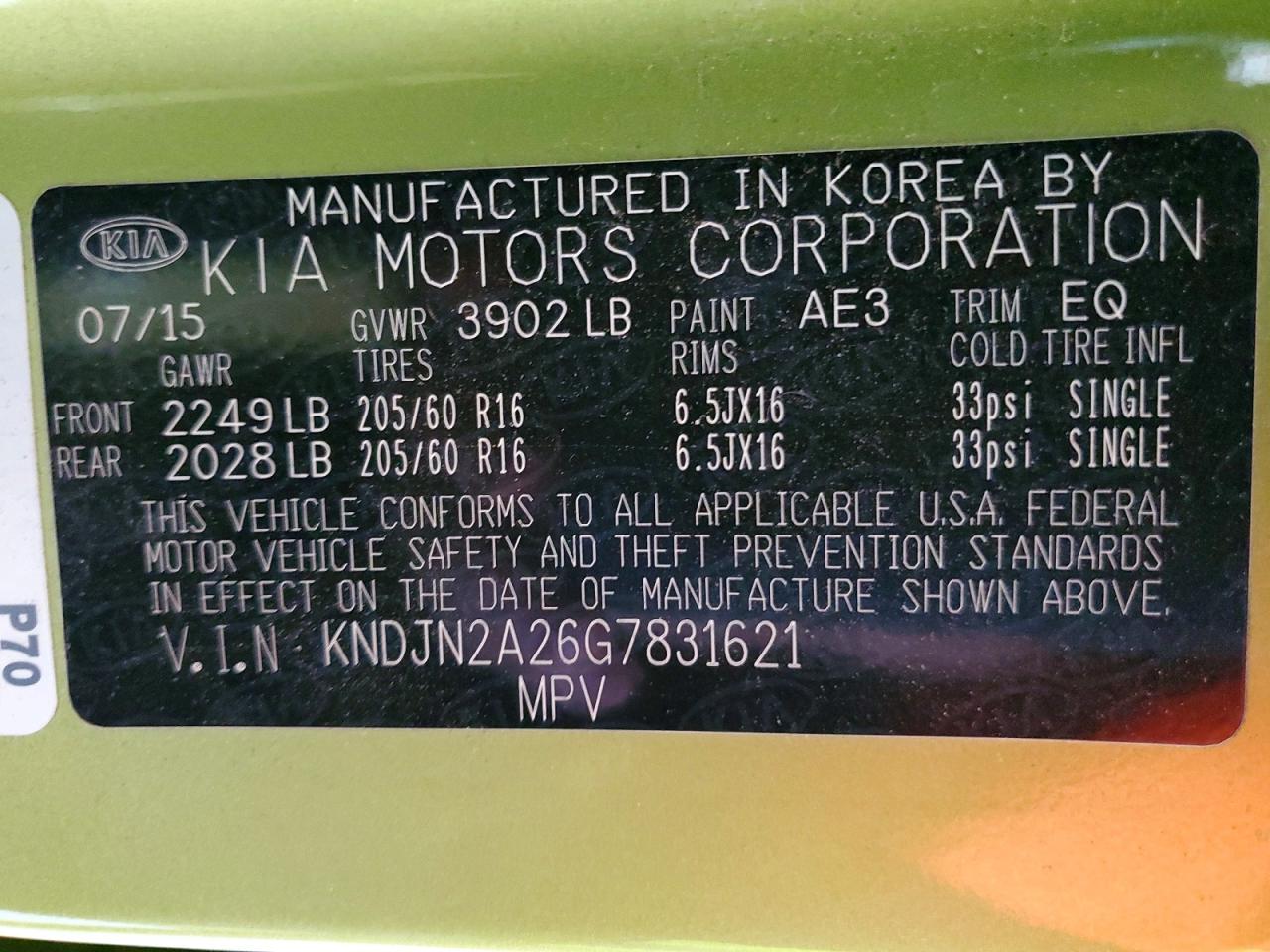 2016 KIA SOUL BASE photo 12