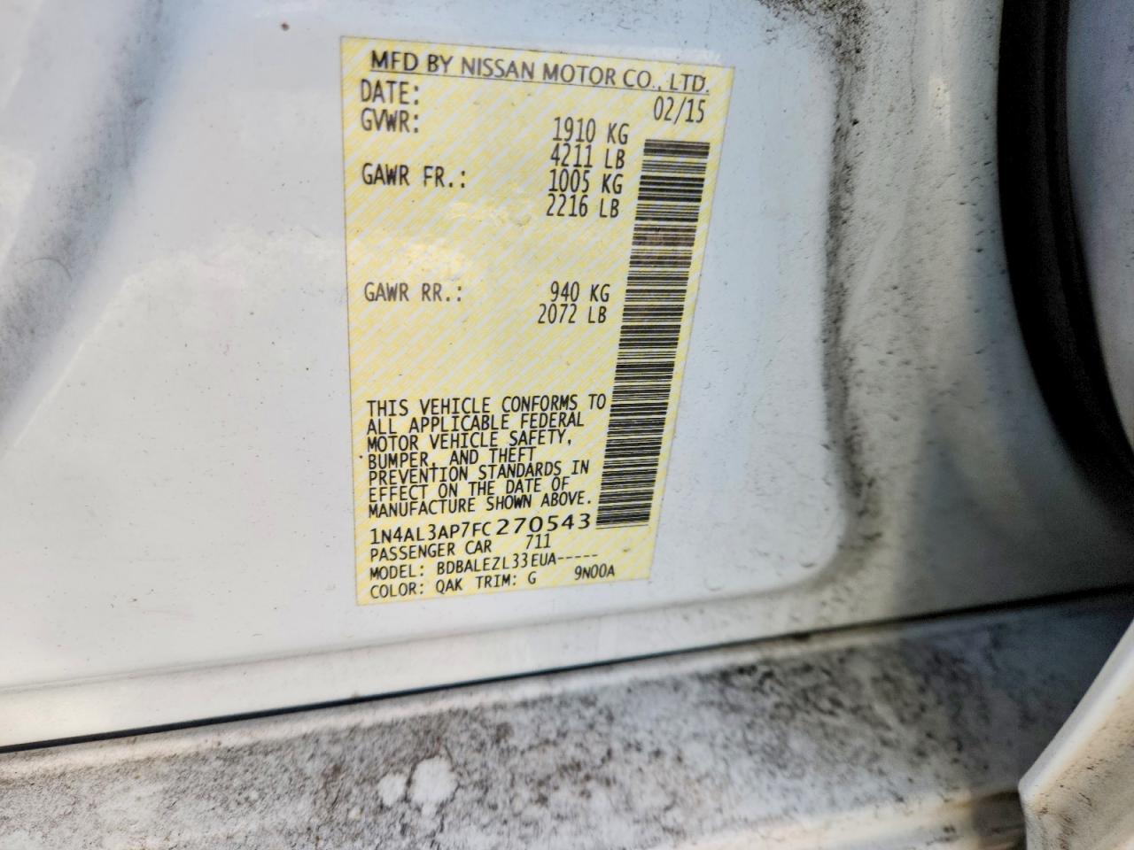 2015 NISSAN ALTIMA 2.5 S photo 23