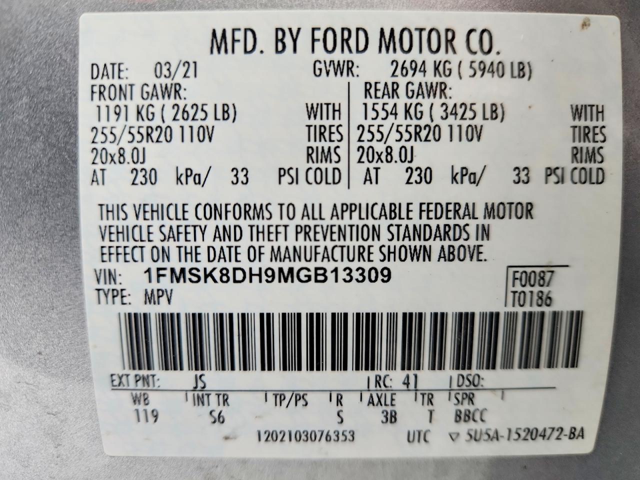 2021 FORD EXPLORER XLT photo 12