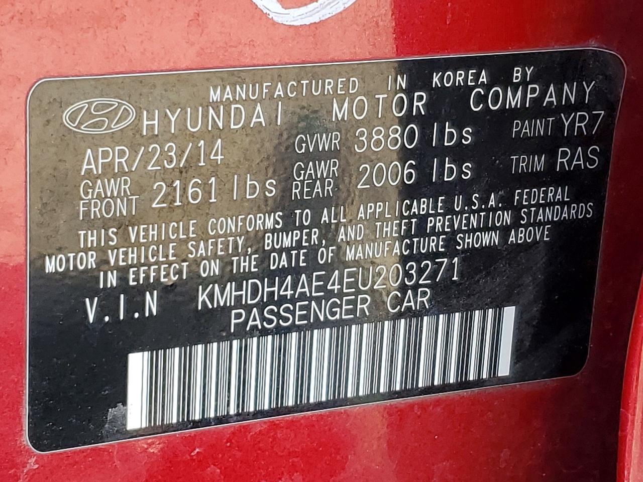 2014 HYUNDAI ELANTRA SE photo 13