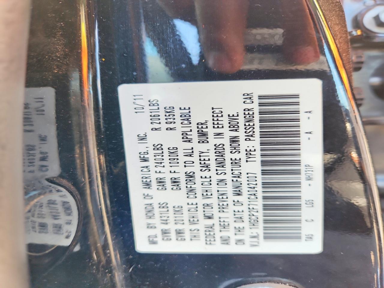 2012 HONDA ACCORD EX photo 23