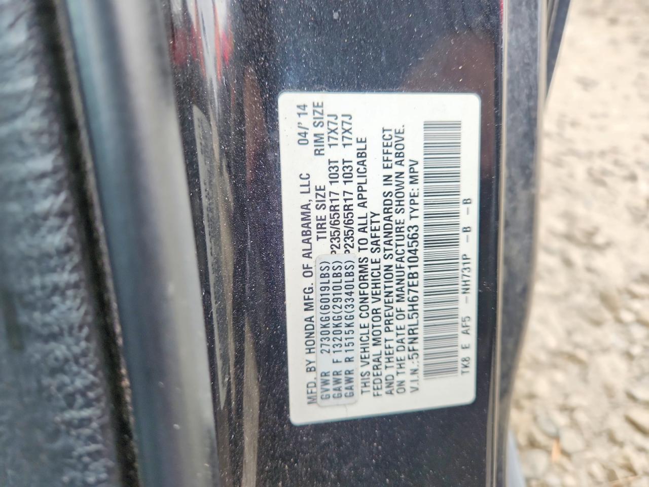 2014 HONDA ODYSSEY EXL photo 13