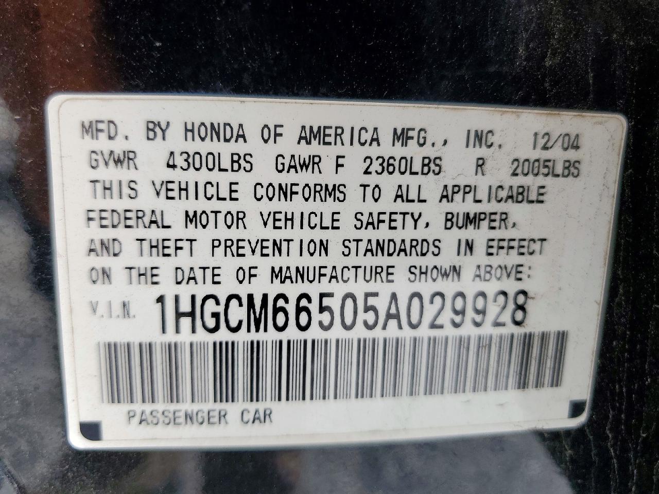 2005 HONDA ACCORD EX photo 23