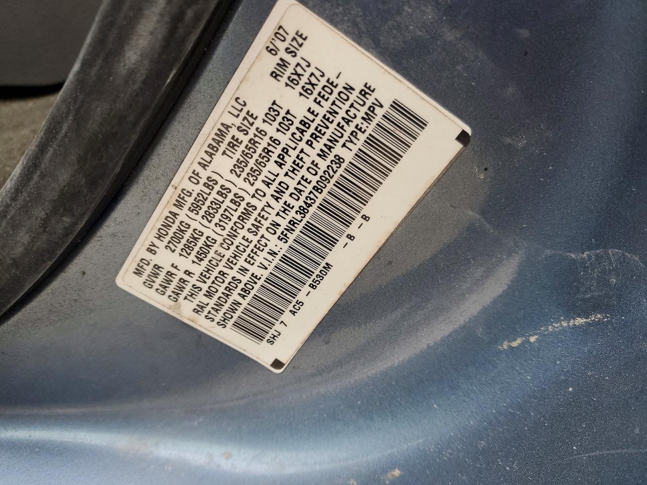 2007 HONDA ODYSSEY EX photo 14
