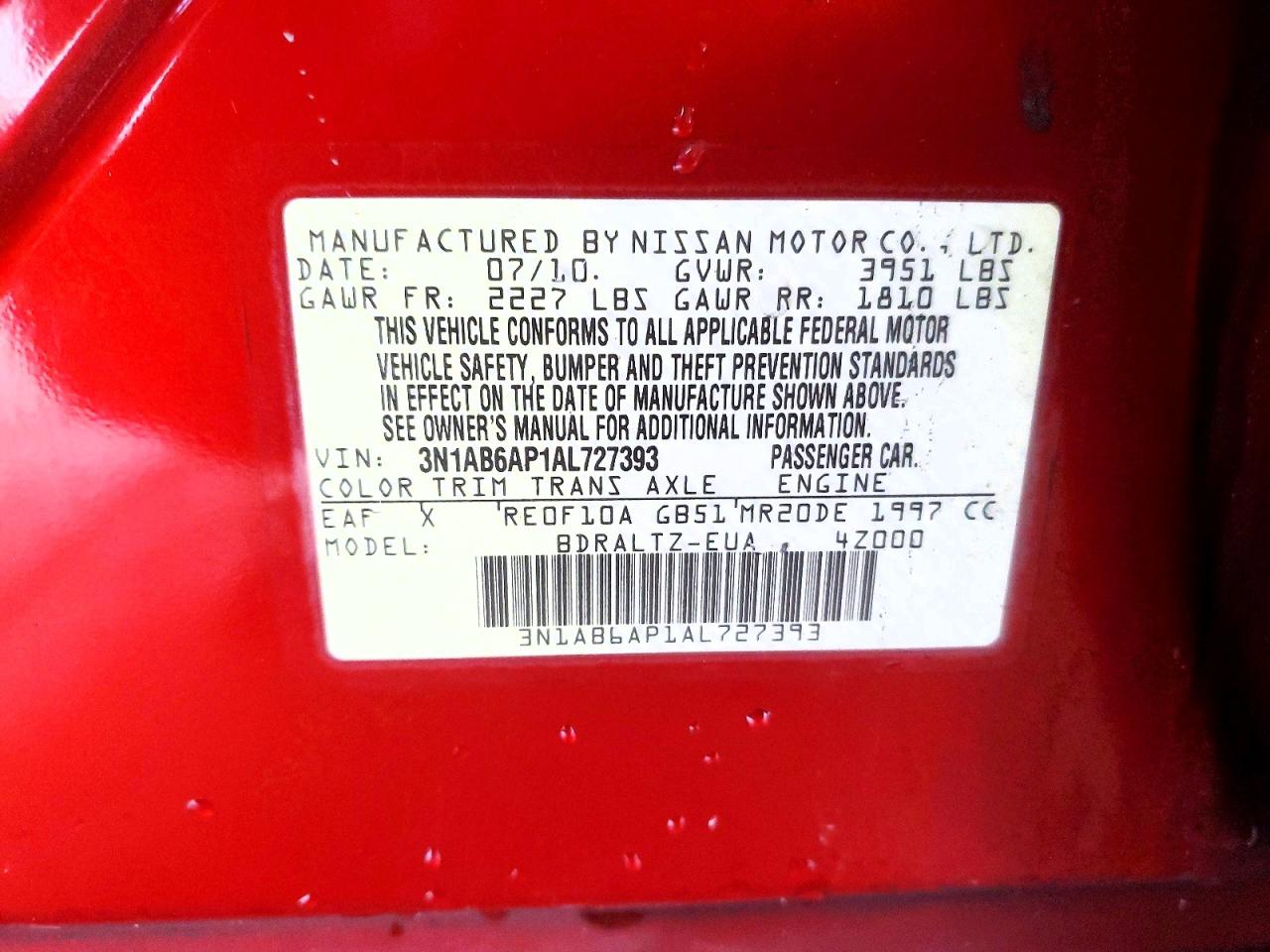 2010 NISSAN SENTRA 2.0 photo 12