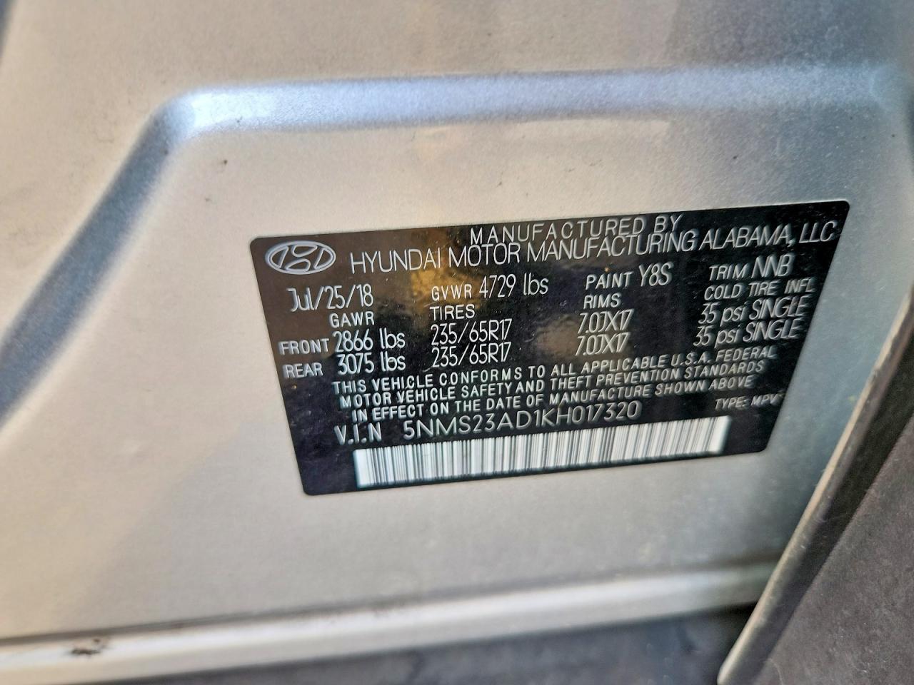 2019 HYUNDAI SANTA FE SE 2.4L photo 27
