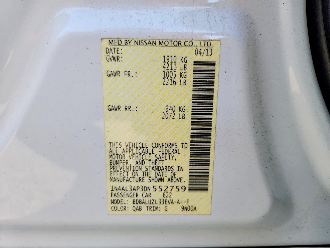 2013 NISSAN ALTIMA 2.5 photo 12