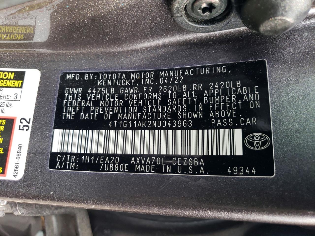 2022 TOYOTA CAMRY SE photo 13