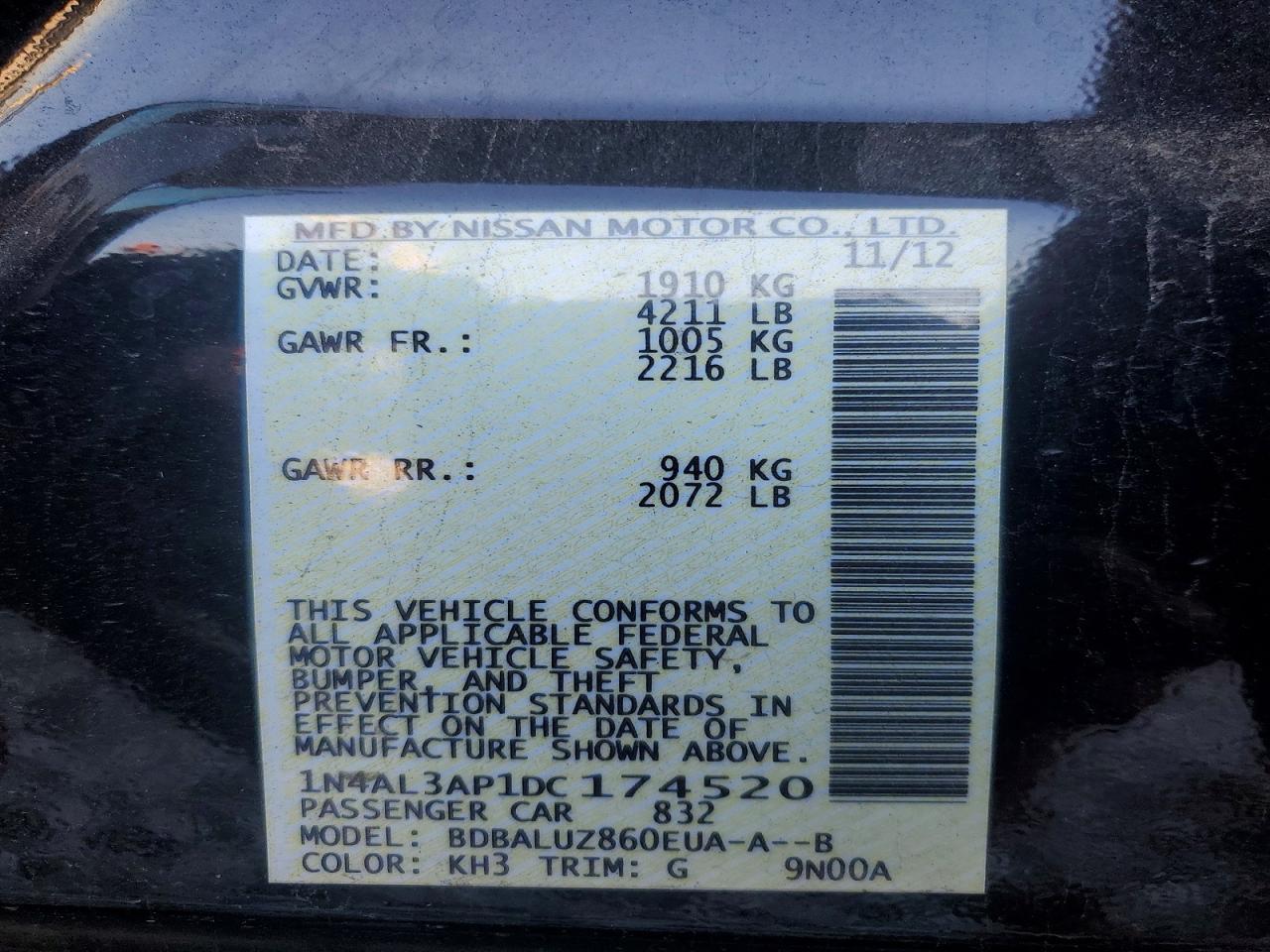 2013 NISSAN ALTIMA 2.5 photo 12